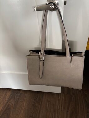 Calvin Klein Taupe Leather Tote Bag